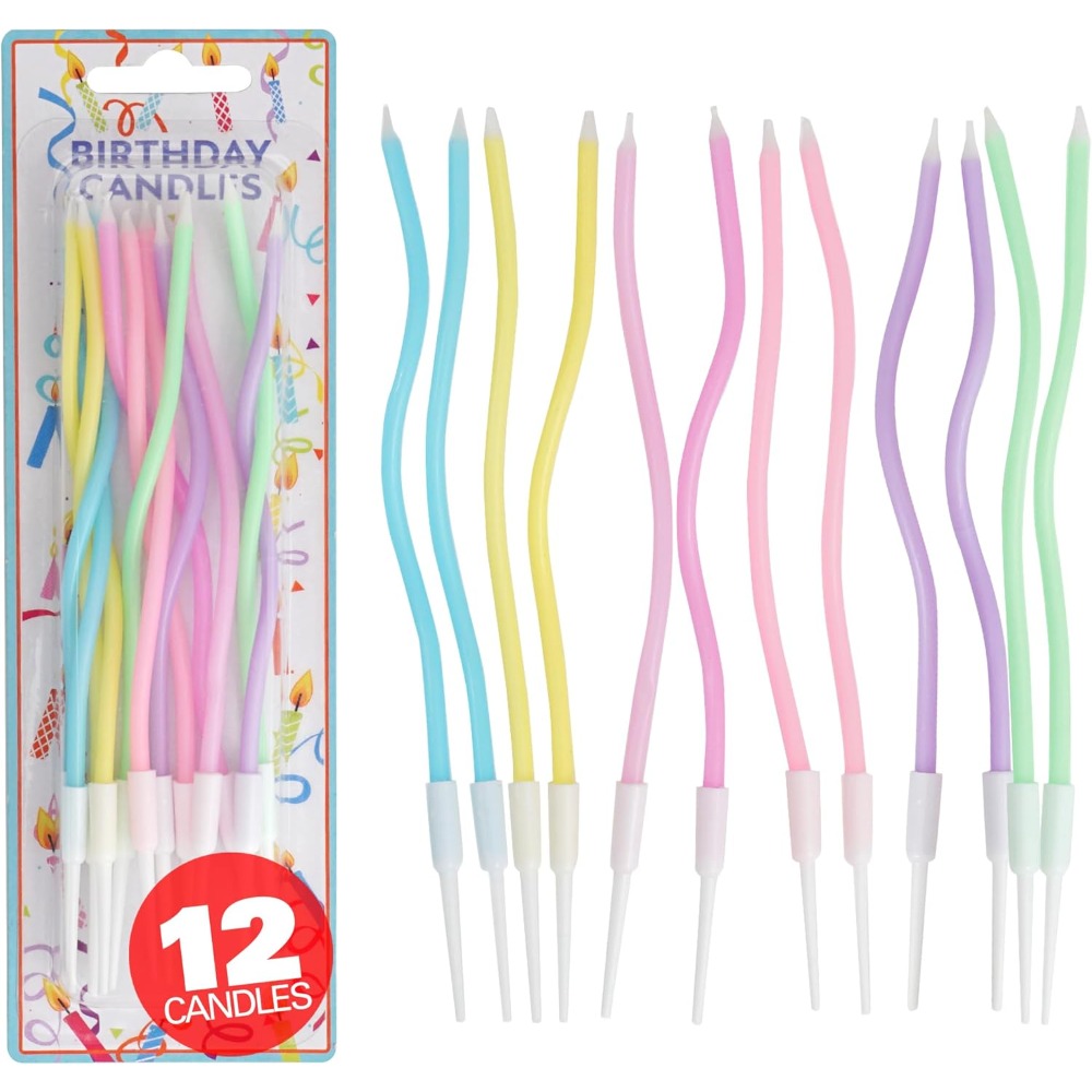 Candle Holder Supplies - Gökkuşağı Spiral Doğum Günü Pastası Mumları