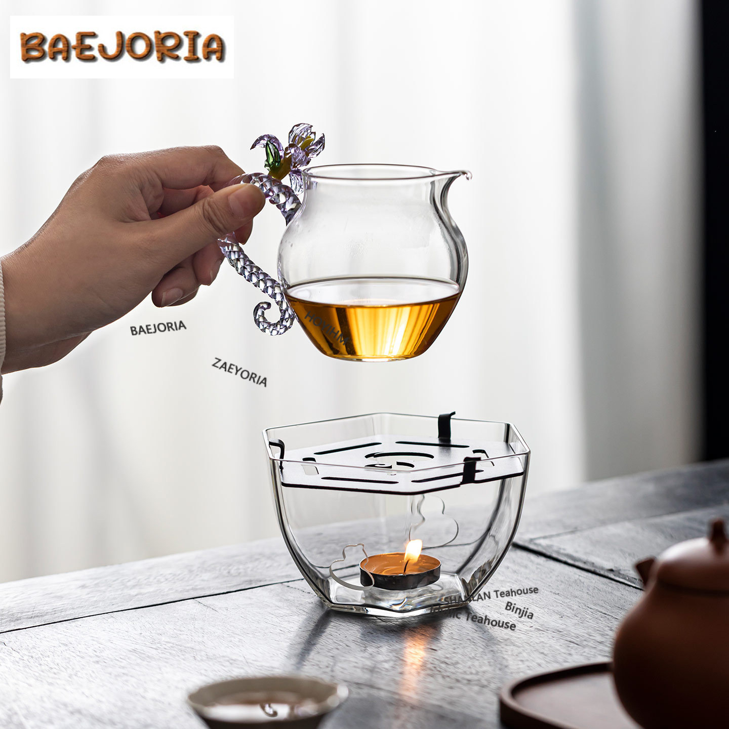 Candle Holder Supplies - Altıgen Su Kabağı Şeklinde Cam Çay